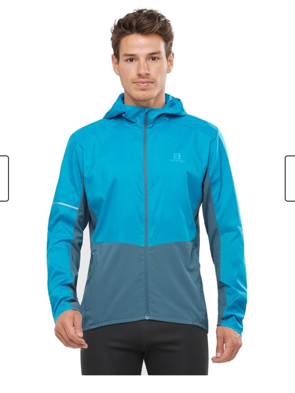 Salomon Agile Full-Zip Hoodie Men's Two-Tone Teal & Dark Teal Hooded Windbreaker